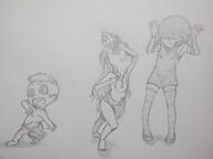2016 artist:faganon character:lily_loud character:lola_loud character:lucy_loud dancing pose sketch // 2592x1944 // 901.3KB
