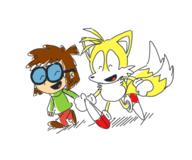 2016 artist:fullhero18 character:lisa_loud character:tails_the_fox crossover sonic_the_hedgehog walking // 600x500 // 130KB