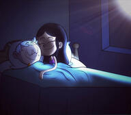 bed character:jackie character:lincoln_loud freckle freckles interracial jackiecoln night size_difference sleeping smiling tagme // 1280x1123 // 94KB