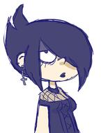 2015 aged_up alternate_hairstyle alternate_outfit artist:mrspinkpuds character:lucy_loud hair_apart half-closed_eyes looking_at_viewer solo // 428x566 // 77KB
