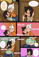 artist:mysterbox background_character character:lincoln_loud character:shy_qt comic dialogue half-closed_eyes kiss // 831x1200 // 886.6KB