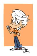 2019 aged_up artist:jose-miranda character:lincoln_loud holding_object looking_at_viewer phone smiling solo // 698x1041 // 45KB