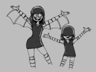 2022 alternate_outfit artist:known character:luan_loud character:lucy_loud clothes_swap open_mouth sketch smiling // 4889x3704 // 3.7MB