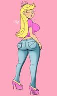 2018 aged_up artist:chillguydraws au:thicc_verse big_ass big_breasts character:lola_loud high_heels looking_at_viewer looking_back rear_view solo winking // 1800x3000 // 1.6MB
