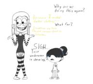 2016 artist:duskull character:luan_loud character:lucy_loud clothes_swap dialogue text // 1076x971 // 269.7KB