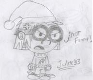 2016 alternate_outfit angry artist:julex93 character:lisa_loud christmas dialogue fist frowning half-closed_eyes looking_at_viewer open_mouth santa_hat santa_outfit sketch solo text // 372x319 // 41.1KB