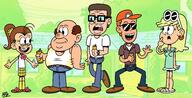 2019 artist:jake-zubrod character:bill_dauterive character:dale_gribble character:hank_hill character:leni_loud character:luan_loud crossover king_of_the_hill looking_at_another style_parody // 13889x7096 // 16MB