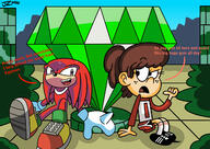 2020 artist:jake-zubrod character:knuckles_the_echidna character:lynn_loud crossover dialogue frowning sitting sonic_the_hedgehog // 1280x906 // 223.3KB