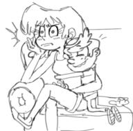 2016 artist:drawfriend character:lincoln_loud character:lori_loud couch game_controller hug hugging loricoln sketch // 593x588 // 158.1KB