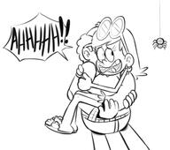2016 artist:dipper bridal_carry character:leni_loud character:lynn_loud_sr dialogue lynnenisr scared screaming spider text // 600x530 // 138KB