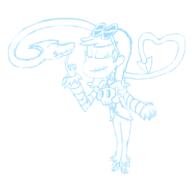 2016 alternate_outfit artist:duskull character:leni_loud character:squigly cosplay eyes_closed parody sketch skullgirls solo // 776x726 // 150KB