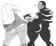 aged_up artist:aeolus ass big_ass black_and_white blushing character:carlota_casagrande commission commissioner:heartlessslayer crossover gravity_falls hearts original_character self_insert // 1710x1398 // 646.7KB