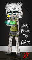 2017 artist:extricorez birthday character:lupa_loud dialogue lucycoln ocs_only original_character robot sin_kids solo text // 800x1500 // 188KB