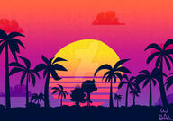 artist:bluflamestudio character:lincoln_loud character:lola_loud palm_tree sunset // 1280x897 // 128.4KB
