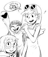 2017 artist:게게맨 character:chloe_park character:kuki_sanban character:leni_loud character:lisa_loud character:numbuh_3 codename:_kids_next_door crossover group sketch thought_bubble we_bare_bears // 1000x1200 // 208KB