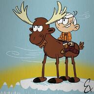 artist:examdeo canada character:lincoln_loud moose riding sitting // 1080x1080 // 184.6KB