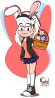 2021 alternate_outfit artist:exod1al basket blushing bunny_ears character:linka_loud holding_object smiling solo // 4320x7680 // 3.8MB