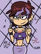 2017 aged_up alternate_outfit artist:kludi ass character:luna_loud dickbutt frowning graffiti half-closed_eyes hand_gesture looking_at_viewer meme middle_finger smiling solo tattoo text wide_hips // 3000x4000 // 1.5MB
