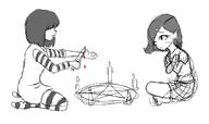 2017 artist:swagsword background_character blood candle character:lucy_loud character:shy_qt pentagram sketch // 1348x800 // 165KB