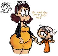 2016 artist:getinmydamnbox background_character character:lincoln_loud character:thicc_qt dialogue hand_holding size_difference text thiccoln // 650x625 // 254KB