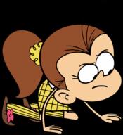 2016 character:luan_loud frowning looking_down looking_to_the_side on_knees solo transparent_background vector_art // 1280x1405 // 370.7KB