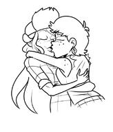 artist:chillguydraws blushing character:luna_loud character:wendy_corduroy crossover eyes_closed gravity_falls hugging kissing yuri // 696x817 // 82.3KB