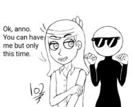 2017 anon artist:lo2 character:anonymous character:linka_loud dialogue genderswap holding_arm looking_back open_mouth smiling sunglasses text // 941x758 // 160KB
