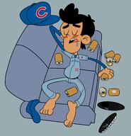 2023 artist:dipper barefoot belly beverage big_penis blushing bulge character:bobby_santiago chicago_cubs drool feet sleeping solo sports_uniform // 2500x2600 // 1.2MB