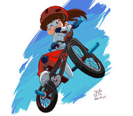 2020 alternate_outfit artist:brushfiredefeat bike bmx character:lynn_loud gloves helmet looking_down riding solo sports westaboo_art // 1000x875 // 511KB