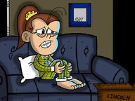 artist:jake-zubrod character:luan_loud feet pajamas sad sitting solo // 1024x768 // 106.1KB