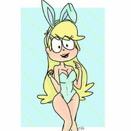 2017 alternate_outfit artist:pyg bunny_ears bunnysuit character:leni_loud looking_at_viewer open_mouth smiling solo // 1000x1000 // 84KB