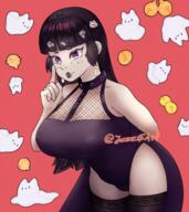 2022 aged_up alternate_outfit artist:jezzg big_breasts character:maggie cleavage hand_behind_back smiling solo tagme unusual_pupils // 2500x2800 // 4.1MB