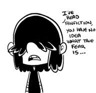 2016 artist:spectrumbunny character:lucy_loud dialogue meta open_mouth solo talking_to_viewer // 704x687 // 135KB
