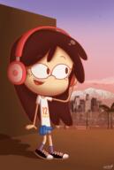 alternate_outfit character:sid_chang headphones korean looking_to_the_side palm_tree smiling solo sunset text_on_clothing // 1550x2300 // 2.1MB