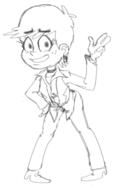 2016 alternate_outfit artist:drawfriend bending_over character:luna_loud hand_gesture hand_on_hip looking_at_viewer smiling solo suit // 366x587 // 64KB