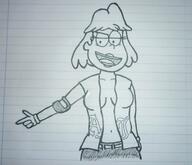 2017 alternate_outfit artist:adullperson belly breasts character:rita_loud half-closed_eyes hand_gesture midriff sketch smiling solo // 1320x1136 // 141.6KB