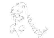 2017 alternate_outfit animal_costume artist:dawnfiend character:leni_loud dinosaur godzilla lenizilla open_mouth parody sketch solo // 757x533 // 30KB