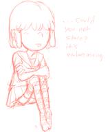 2016 arms_crossed character:lucy_loud dialogue embarrassed sitting sketch socks solo text tongue_out // 415x497 // 82KB