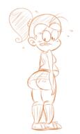 2016 artist:scobionicle99 ass belly big_ass blushing character:luan_loud looking_back looking_down panties sketch solo thick_thighs underwear // 480x800 // 182.9KB