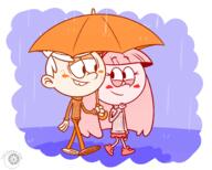 alternate_outfit artist:the_faded_one background_character blushing character:lincoln_loud character:sweater_qt rain smiling sweatercoln umbrella // 2000x1600 // 551.1KB