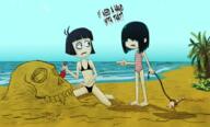 2023 artist:bruto_mcrugen beach bikini character:creepy_susie character:lucy_loud crossover sitting source_request swimsuit the_oblongs // 1849x1121 // 1.6MB