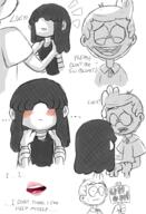 2016 artist:jumpjump blushing character:lincoln_loud character:lucy_loud comic comic:the_loud_comic dialogue half-closed_eyes hand_holding hug looking_at_another looking_at_viewer lucycoln open_mouth pov sign sketch smiling text // 1300x1900 // 1.2MB