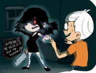 character:lincoln_loud character:lucy_loud hair_apart pregnant red_eyes spanish sweat tagme // 600x454 // 39.0KB