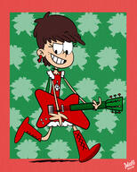 2017 alternate_outfit artist:julex93 character:luna_loud christmas christmas_dress christmas_outfit guitar holding_object instrument looking_down raised_eyebrow simpler_background smiling solo // 2000x2500 // 2.9MB