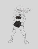 2022 abs armpit blushing character:leni_loud dialogue gym_clothes looking_at_viewer muscular muscular_female smiling solo steam sweat talking_to_viewer thick_thighs wide_hips // 1948x2505 // 648.6KB