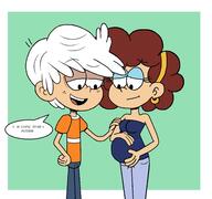aged_up character:christina character:lincoln_loud christinacoln dialogue pregnant smiling // 2528x2376 // 577.5KB