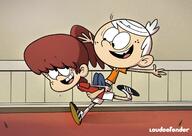 2022 artist:louddefender carrying character:lincoln_loud character:lynn_loud looking_at_each_other running // 1270x900 // 133.0KB