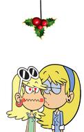 2016 character:carol_pingrey character:leni_loud cheek_kiss christmas edit kiss mistletoe yuri // 489x771 // 228KB