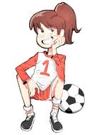 2016 artist:holoparty ball character:lynn_loud sitting smiling soccer_ball solo // 710x997 // 303KB