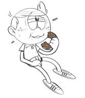 artist:dipper blushing character:lincoln_loud donut food holding_food solo // 551x633 // 108.4KB